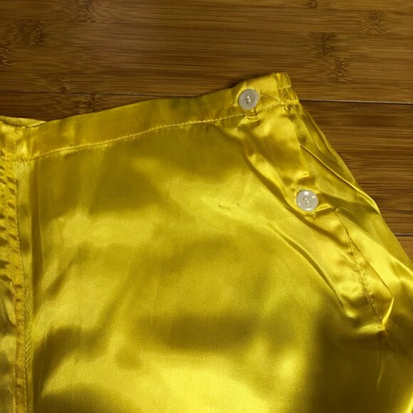 Vintage Daisy Yellow Satin Pajamas Petite XS S High Waisted Retro Easter Egg - Picture 11 of 14